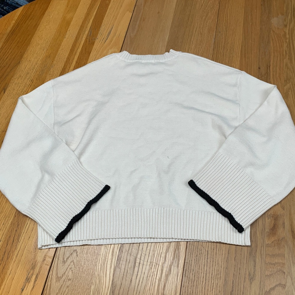 Elan Womens White Heart Patch Lyocell Blend Crewneck Sweater SWP11604 Large - Picture 6 of 9